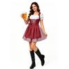 Costume da cameriera Dirndl bavarese con grembiule, Poliestere, Blu o Rosso vino