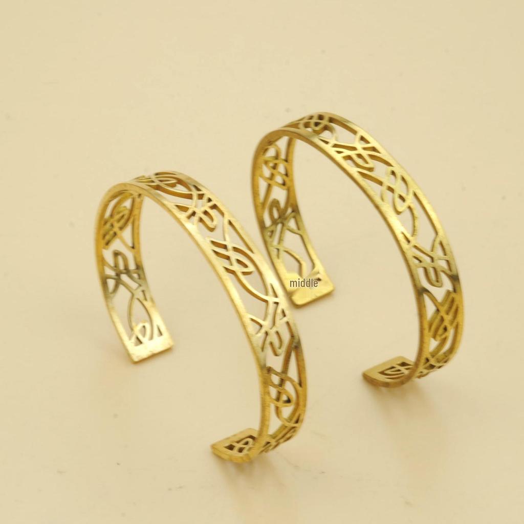 Unisex Geometric Brass Hollow Bangle - European & American Style