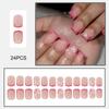 24PCS French Short Square Press On Nails Lightweight & Easy To Stick False Nails for Women Nail Art Decoration