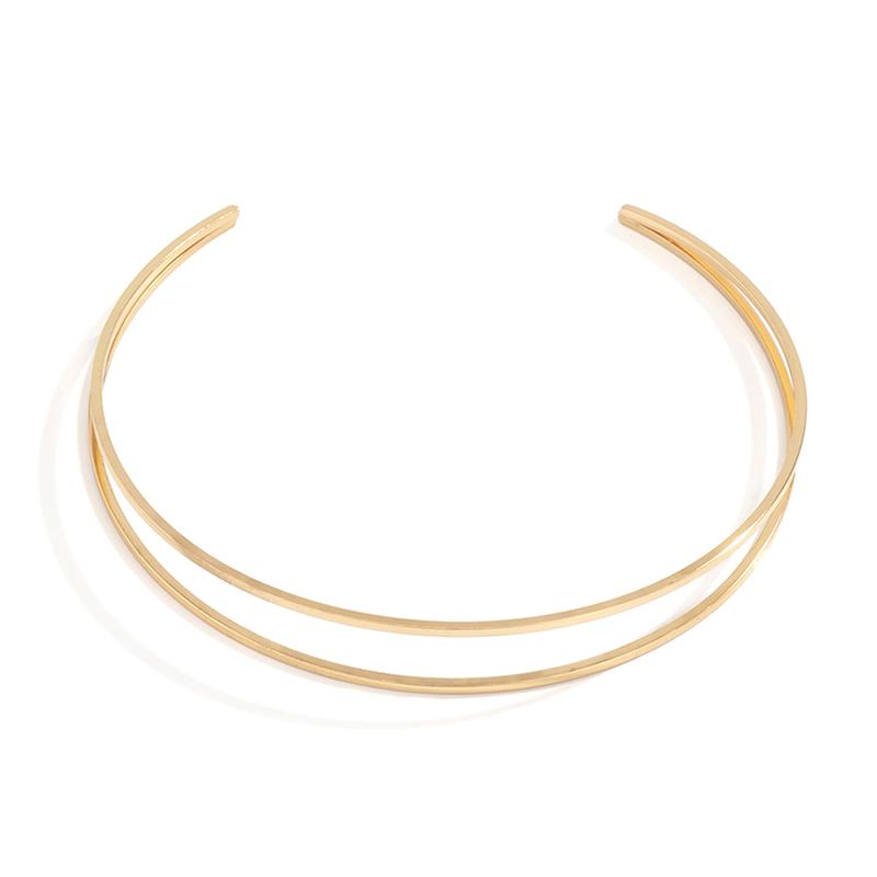 C-Shaped Arm Cuff Double Layer Hollow Bangle Minimalist Modern Bracelet for Women