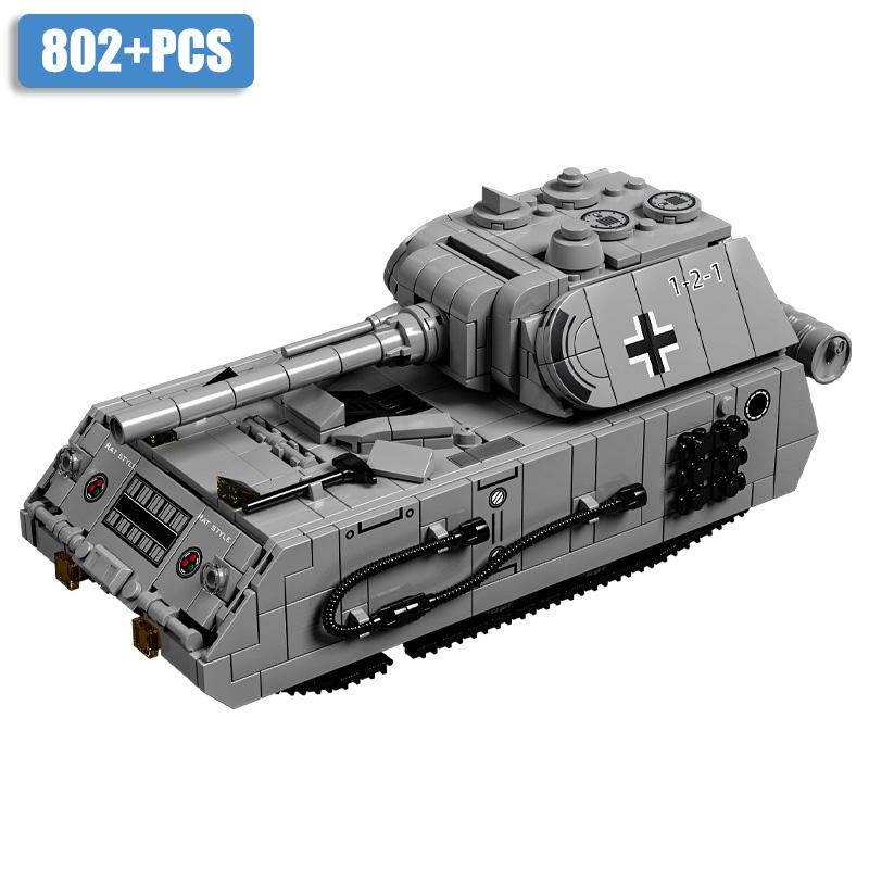 

Военный Модель Танка Panzer VIII Maus из Строительных Блоков Кирпичики MOC Бронированная Машина WW2 Игрушки Солдаты Для Детей Подарки