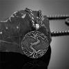 Viking Amulet Tree of Life Necklace Antique Norse Rune Pendant With Genuine Leather Rope Chain Jewelry Bijoux Gift