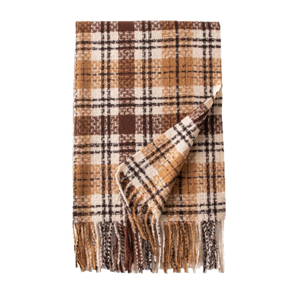 Autumn and Winter Scarf New Imitation Cashmere Plaid Scarf for Male and Female Students Couple Warm Scarf Shawl Gift Scarf for Women