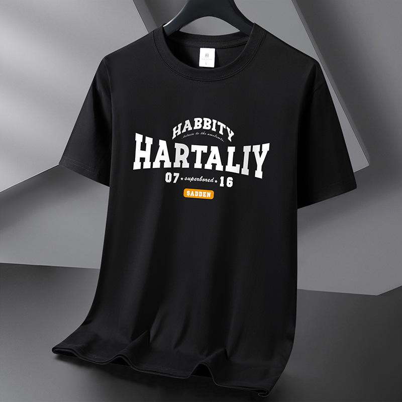 

Летняя мужская модная футболка с короткими рукавами, футболка из чистого хлопка, S-6XL 5XL чёрный