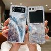 For Samsung Galaxy Z Flip 7 6 5 4 3 Case Watercolor Marble Pattern Hard Clear Folding Cover For Samsung Z Flip6 Flip5 Flip7