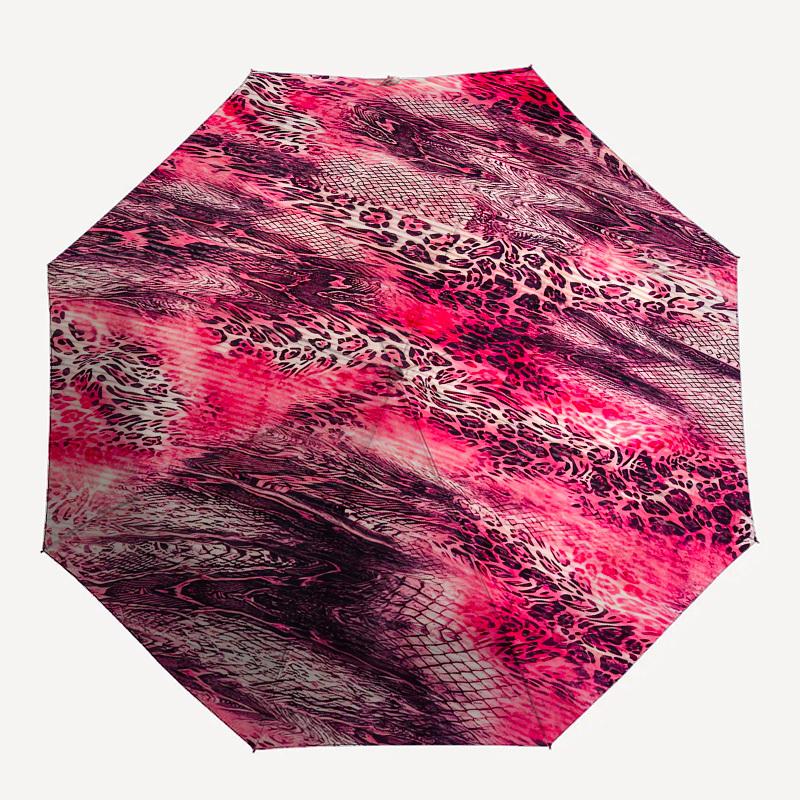 1pc Abstract Circular Pattern with Leopard Print and Mesh Overlay Umbrella with Plastic Handle,Suitable for All Seasons UmbrellaPT572