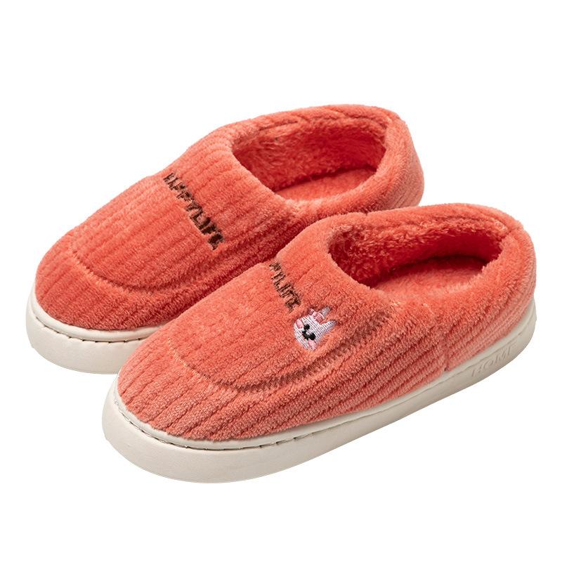 Cotton Slippers Autumn and Winter Outer Wear Velvet Home Use Warm Thick-soled Couple Bag and Fluffy Slippers Shoes