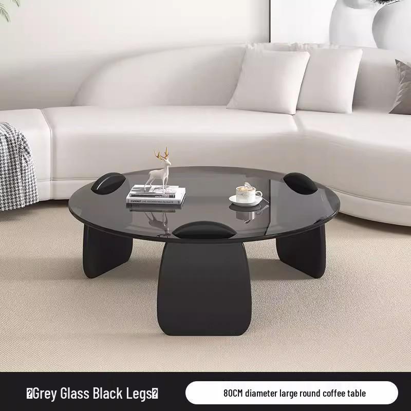 Nordic Minimalist Round Tempered Glass Coffee Table for Living Room - Elegant Light Luxury Italian Style for Small Apartments