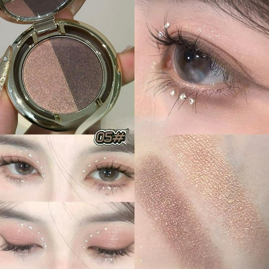Zweifarbiger Lidschatten Schimmer & Smoky Braun/Blau-Schwarz Mehrfarbige Lidschattenpalette - Nass-/Trockenformel, Langanhaltender wasserfester & schweißfester Lidschatten
