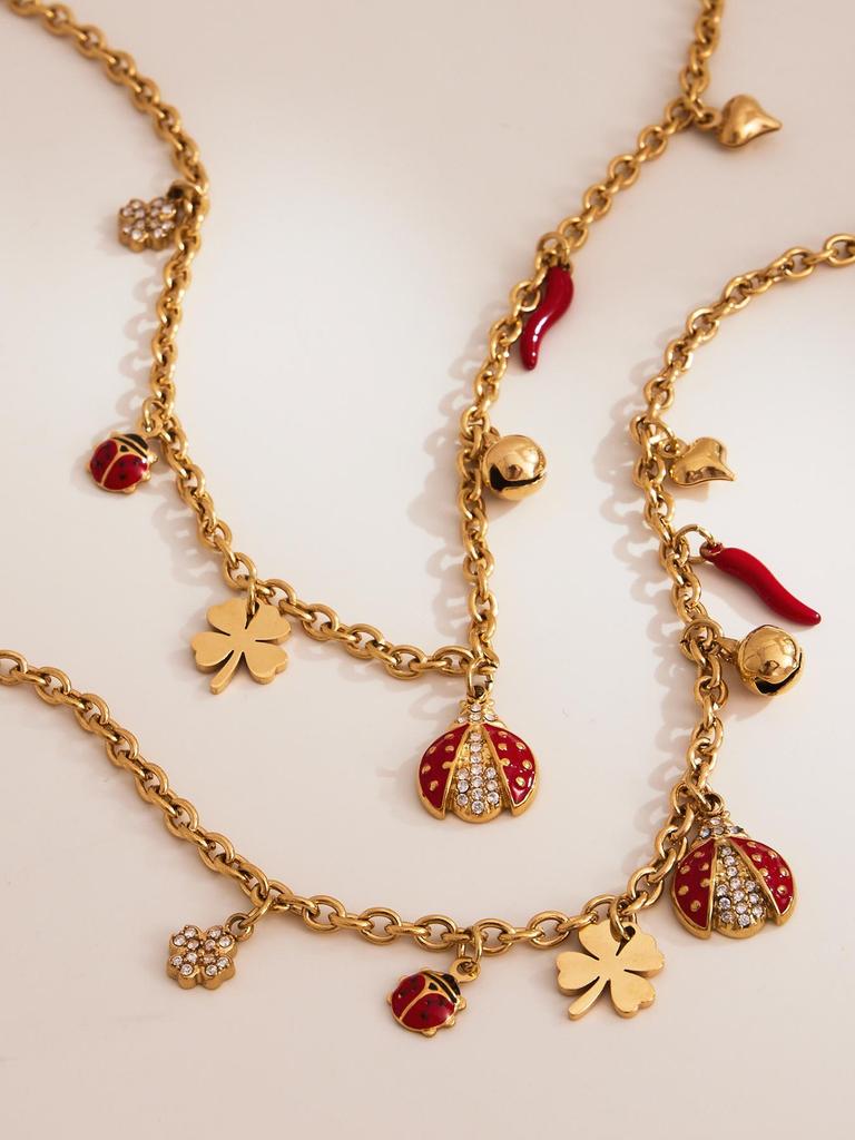 Oumeka Emaille Insekten Accessoire Set - Europäische & Amerikanische Mode Halskette Armband Combo