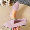 Women Summer Pointed Toe Slip On Flats Breathable Knit Upper Lightweight Flexible Sole Casual Walking Shoes