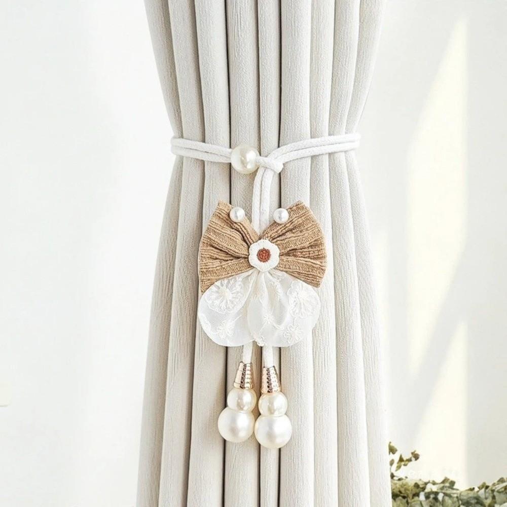 2PCS Romantic Window Curtain Tieback Adjustable Pearl Curtain Buckle Curtain Binding  Living Room