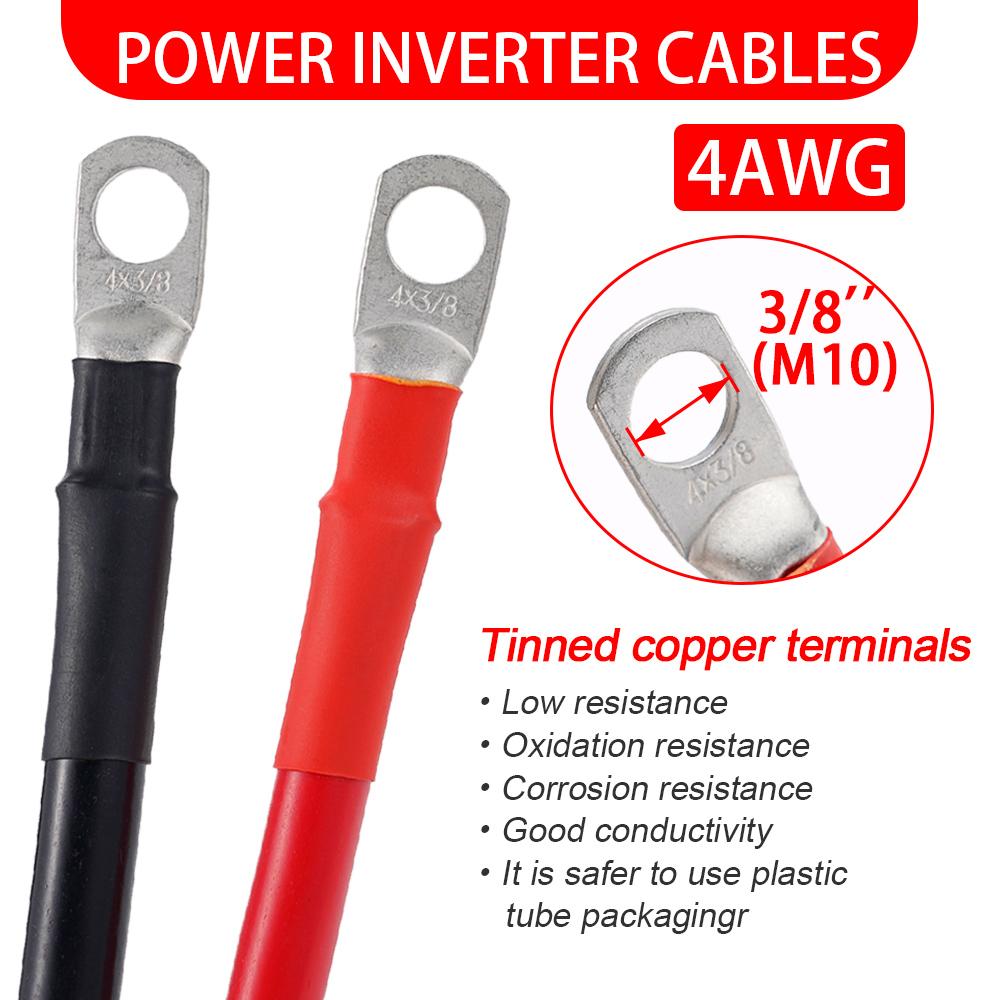 Car Battery Connection Line Cable 2 4 AWG Soft Silicone Tinned Copper Wire With M10 Connecting Piece For Inverter Car Solar