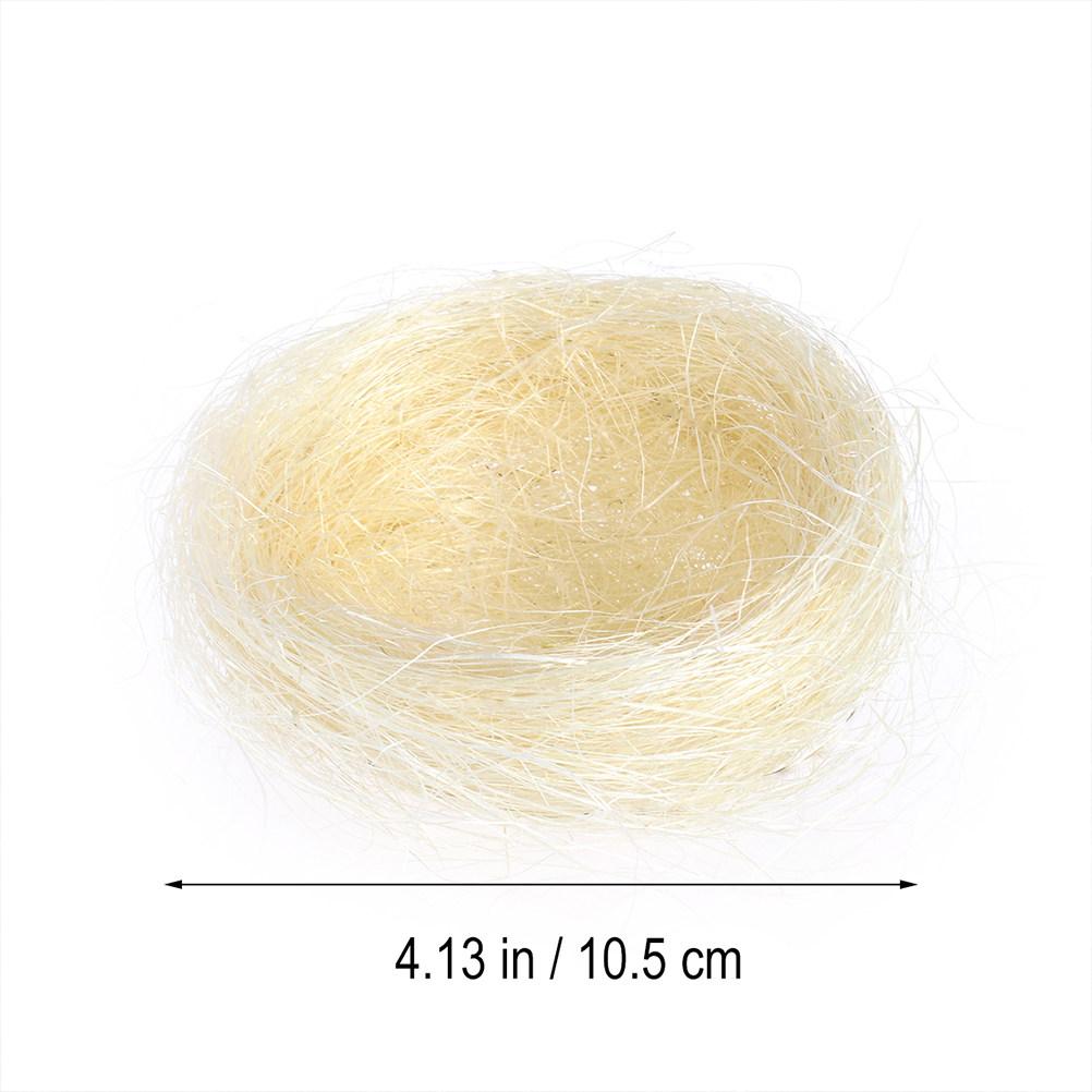 

6Pcs Artificial Chicken Nest Ornament Set Thread Crafted Easter Home Bar Flower Photography DIY Micro Landscape Decor Green білий
