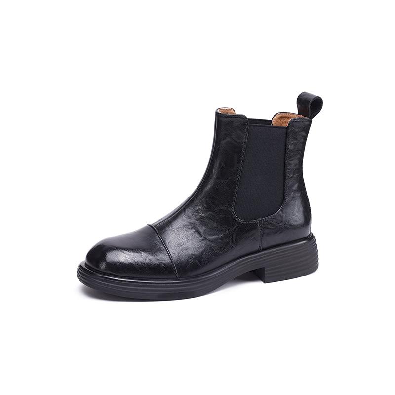 Women's Ankle Boots 2026 New Autumn and Winter British Retro Leather Short Boots Women Spring and Autumn Bare Boots Woman