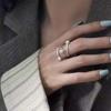 Fashion Copper Color Multilayer Ball Rings For Women Girls Minimalist Metal Geometric Lines Adjustable Finger Ring Jewelry Gifts