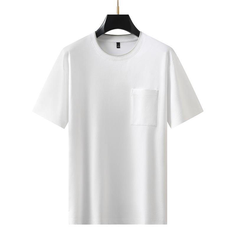 Men's Color Block Pocket White T-Shirt - Lightweight, Solid Summer Fashion Top