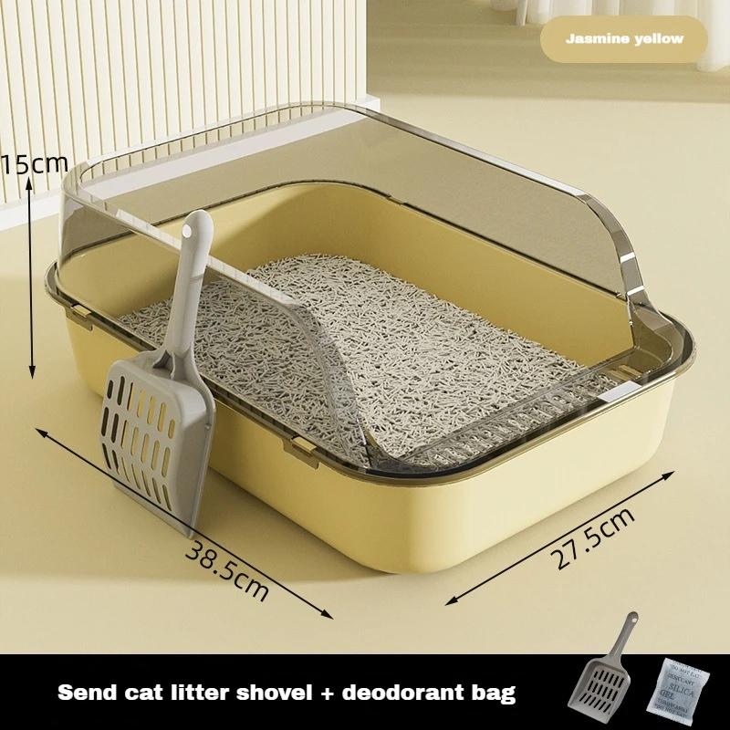 Caja de Arena para Gatos Kitty Sandbox Baño para Gatos Semicerrado Palangana de Limpieza Suministros Aseo para Mascotas Bandeja para Gatitos Bacinilla Accesorios Suministros