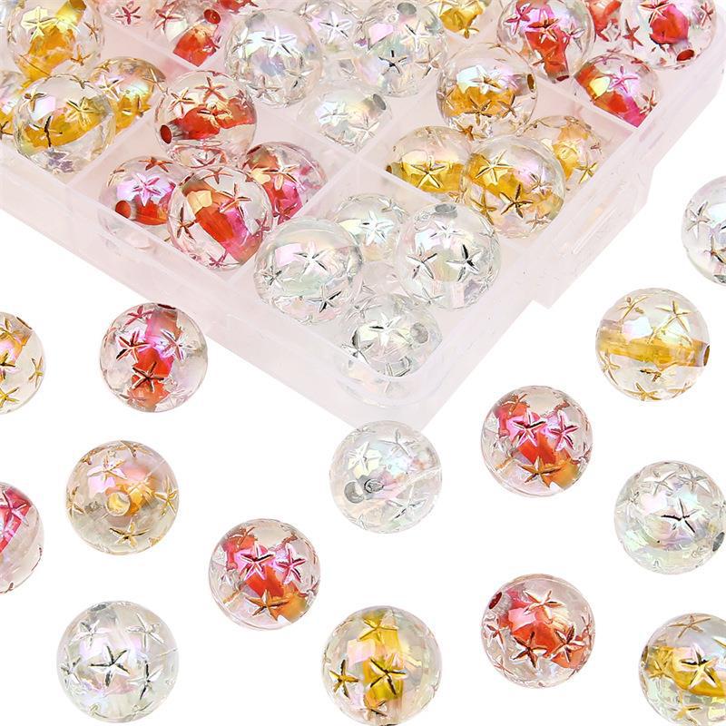 

Gold and Silver Star Resin Acrylic Round Beads for DIY Jewelry and Earring Accessories