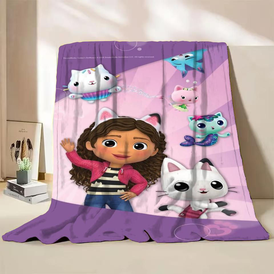 Gabbys Dollhouse Flannel Fluffy Fleece Blanket for Home Bedroom Bed Sofa Office Children Cover Adult Soft Blanket Kids Cute Gift