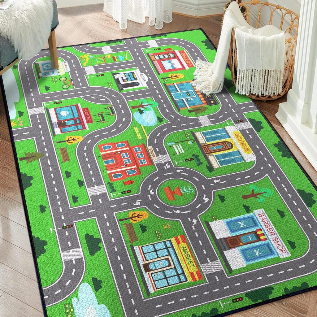 Cute Cartoon Dinosaur Rug for Bedroom Bedroom Playroom Decor for Kids Lovely Dinosaur Animal Pattern Carpet Blue Rug Non-Slip