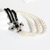 Retro Rhinestone Geometric Pearl Layered Necklace NK23600