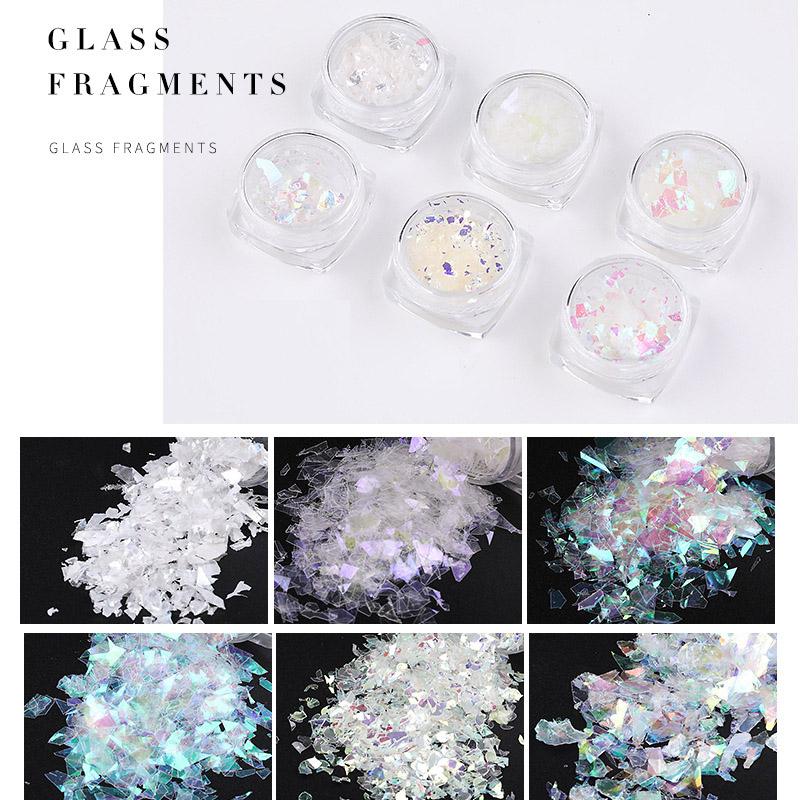 Cellophane Manicure Stickers Colored Cellophane Fragments Irregular Magic Color Aurora Paper Manicure Decoration