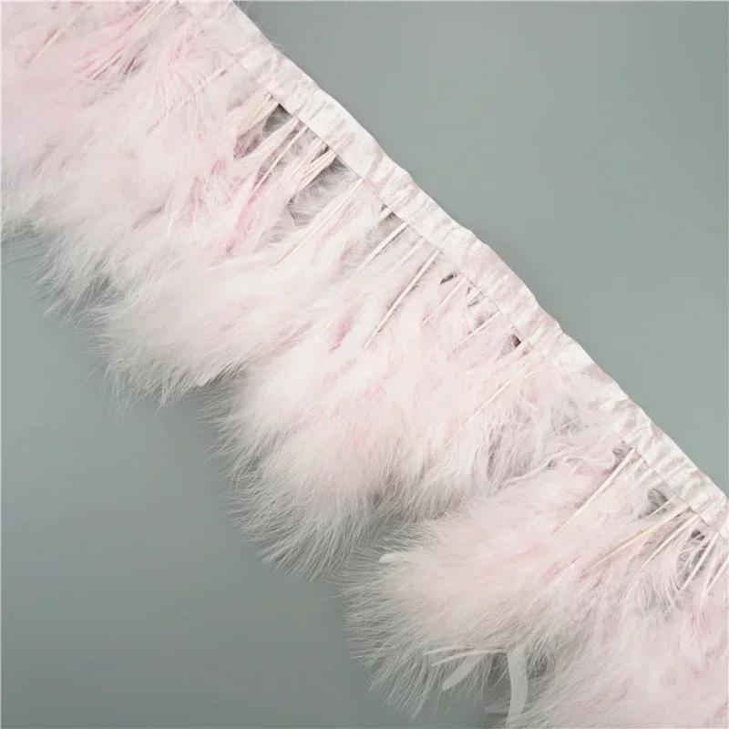 2 Mètres Bordure de Plumes de Marabout Moelleuses Bords Frange 6-8" Plumes de Dinde Blanches Noires Décor Vêtements sur Bande Artisanat Ruban Décoration