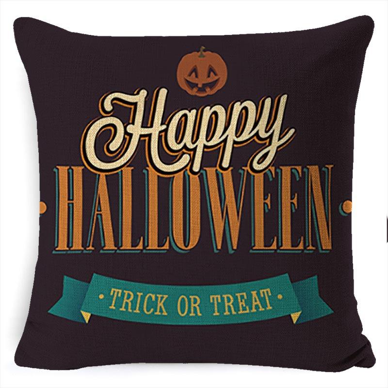 Halloween Pillow Pumpkin Little Witch Horror Cushion Linen Cushion Cover Holiday Party Pillow Cover Bed Backrest