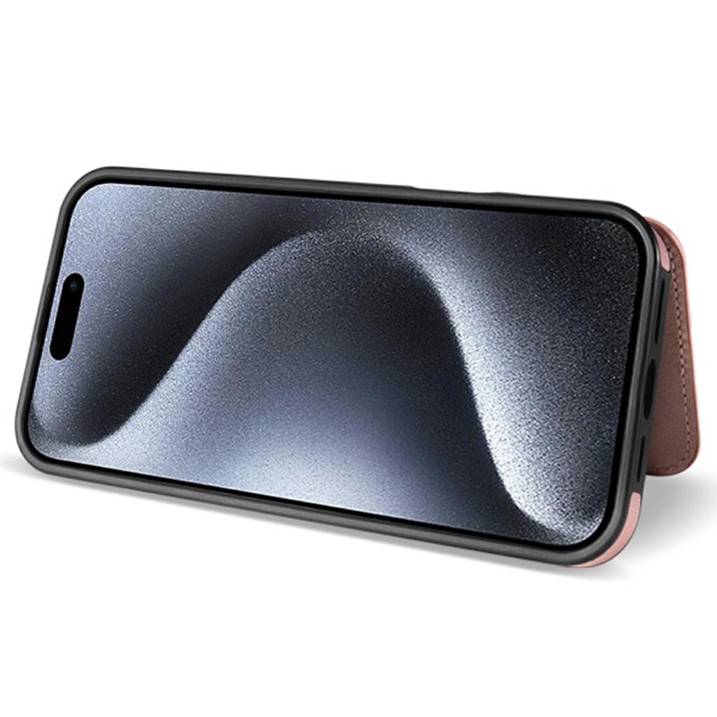 Für iPhone 15 Hülle mit Handschlaufe Kartenfächer Rautenmuster Leder+TPU Handyhülle