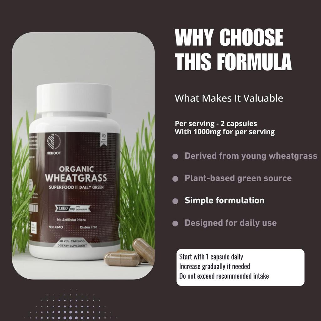 Wheatgrass Powder 60 Capsules  | 1000 Mg