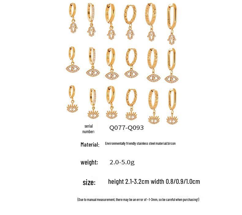 INS Style Devil's Eye Zircon Stainless Steel Earrings