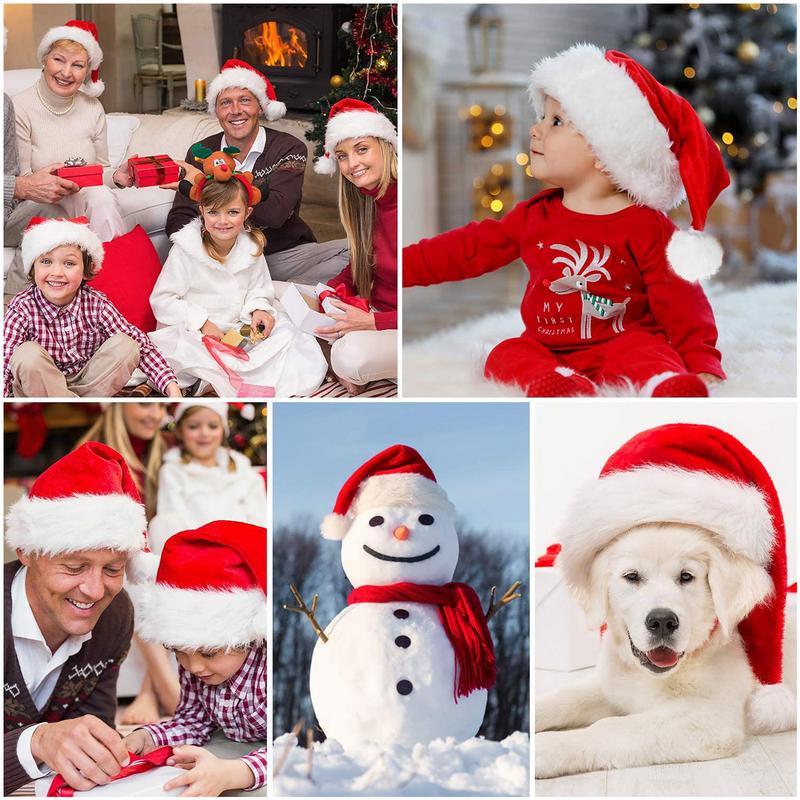 Light Up Christmas Hats Santa Claus Hats With LED Lights Christmas Party Hats Short Plush Christmas Holiday Hat For Kids &