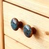 33mm Vintage Blue Ceramic Knob Polished Metal Finish Antique Drawer Pulls for Cabinet Doors Home Decor Handles