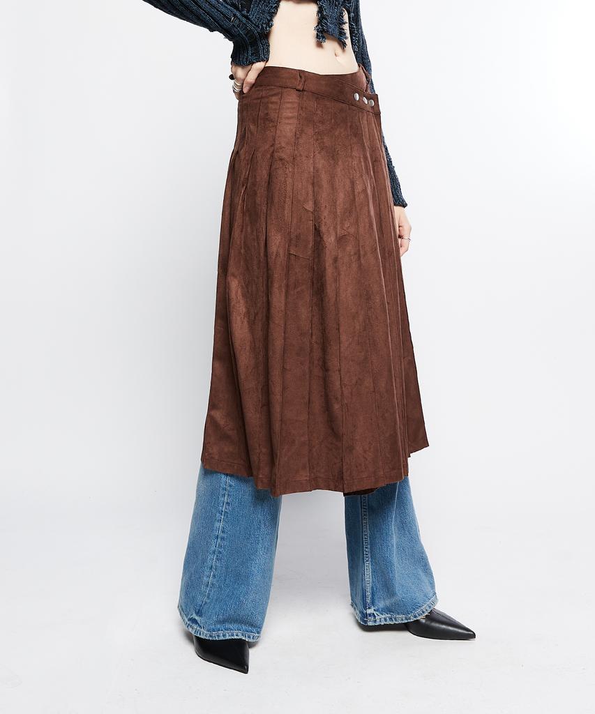 Latizen L7 Pleated Wrap Skirt(Brown)