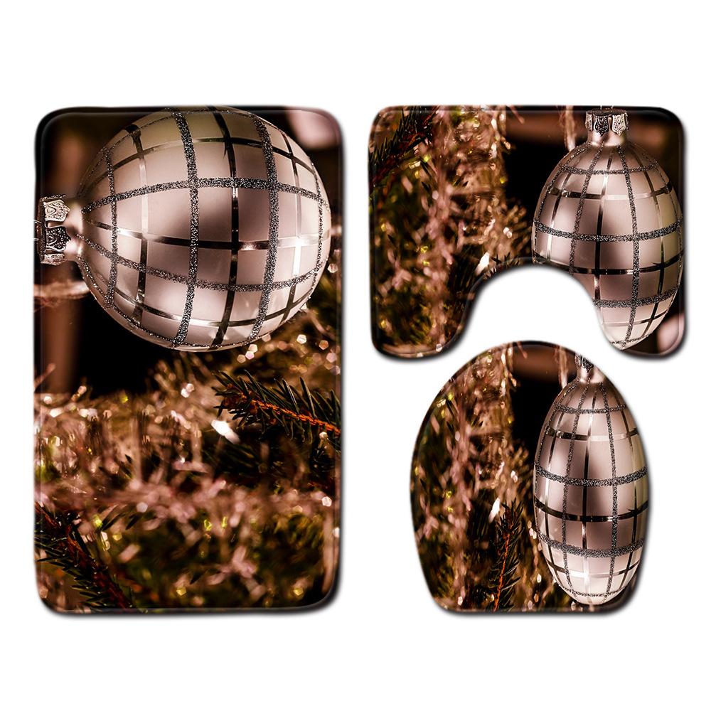 Christmas Bathroom Floor Mat Toilet Three-Piece Set