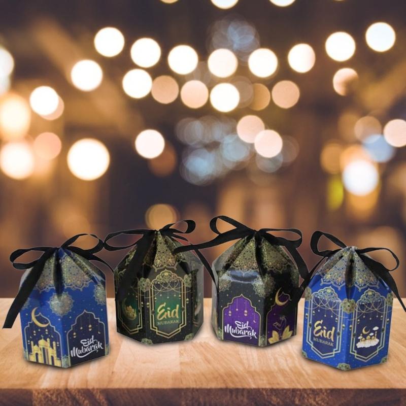 50Pieces Eid Mubaraks Candy Boxes Ramadans Cupcake Paper Muslims Goody Gift Decorations Muslims Eid Party Supplies