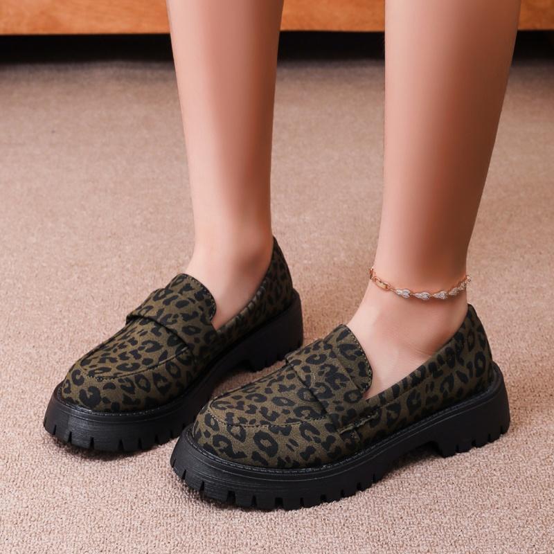 Spring/Autumn Leopard Print Comfort/Elegant Work Shoes Fashion New Round Toe Thick Sole Anti-Slip Casual Sneakers for Women