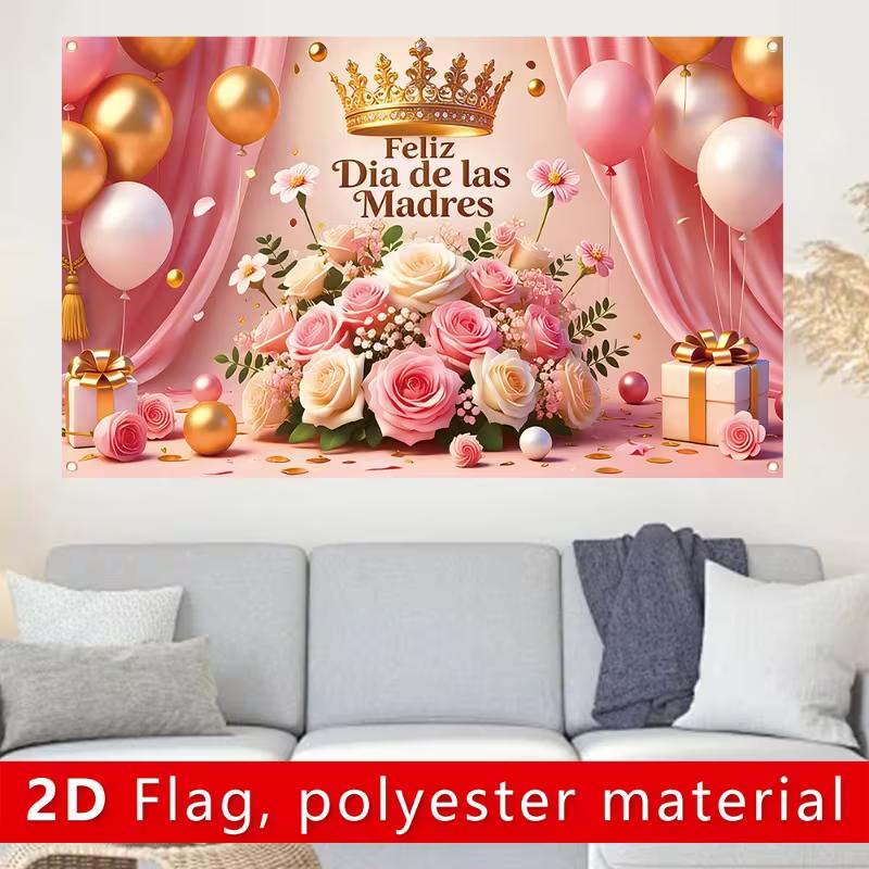 2D Polyester 2D Mother's Day Banner Feliz Dia De Las Madres Party Background Decoration