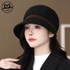 Hat Women's Autumn and Winter High Sense Versatile Mother Octagonal Hat New Wide Brim Warm Face Small Bucket Hat
