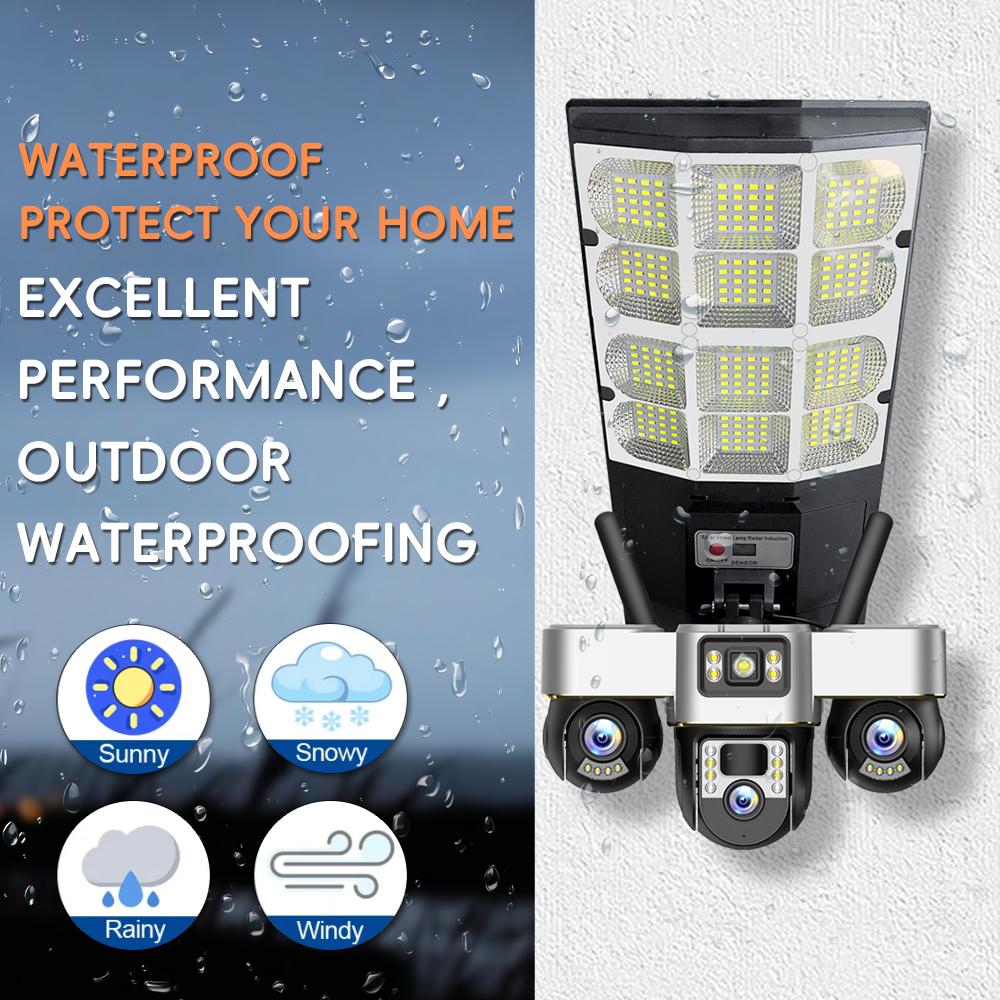 Streetlight & Surveillance Combined, Solar Charging, Multi-functional All-in-one Machine, Smart Lighting, High-definition Triple-lens Network Camera