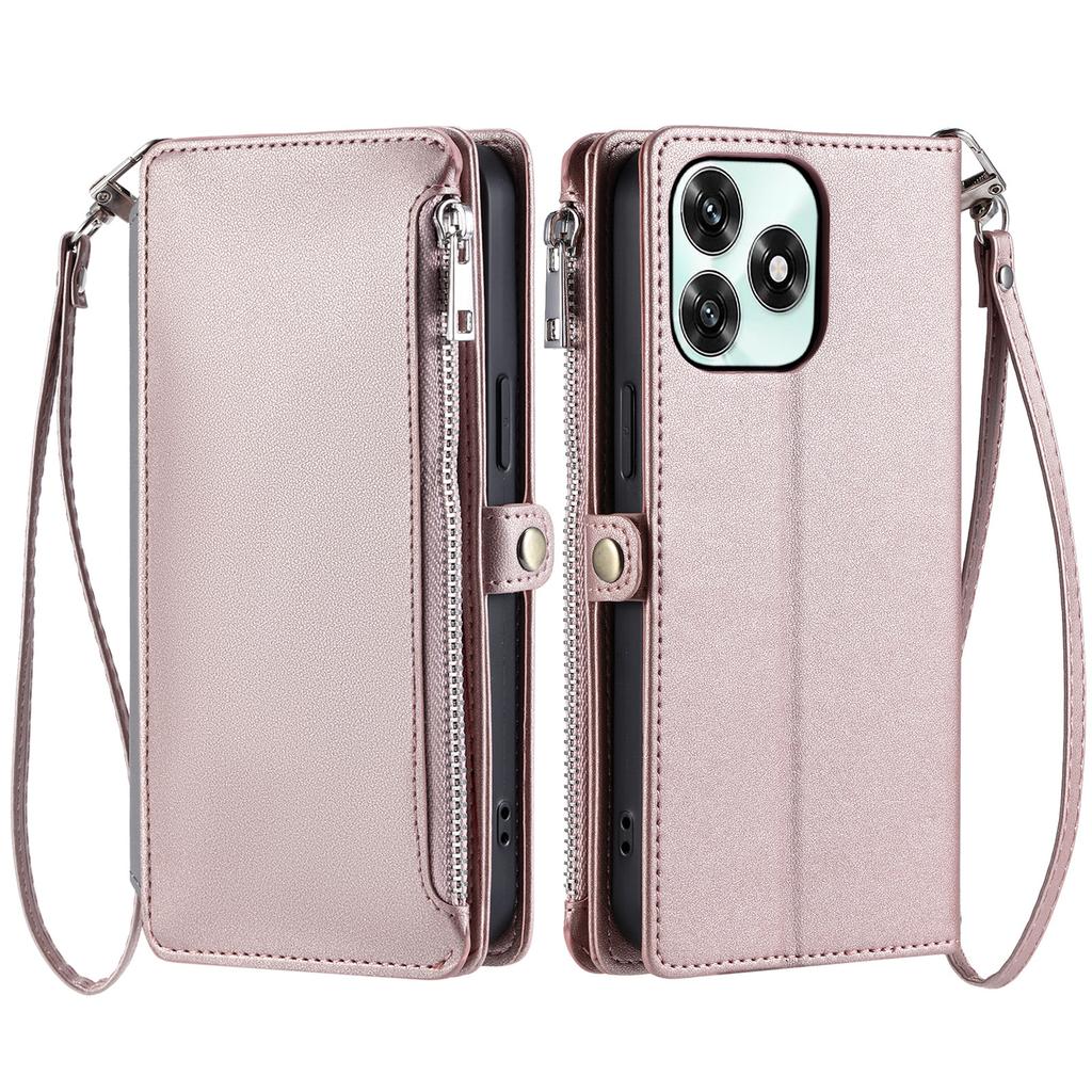 Phone Case For Honor Play10A 4G / X5c Plus 4G / X5c 4G TPU + PU Leather Wallet Phone Cover with Wrist Strap