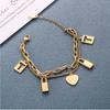 316L Stainless Steel New Fashion Upscale Jewelry Lovers Lock Multi-element Heart Shape Charm Thick Chain Bracelets For Women