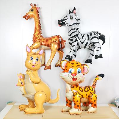 Lesní zvíře 4d trojrozměrné montážní balónky, tvar zvířete z džungle zebra, žirafa, klokan, leopardí balónek narozeniny