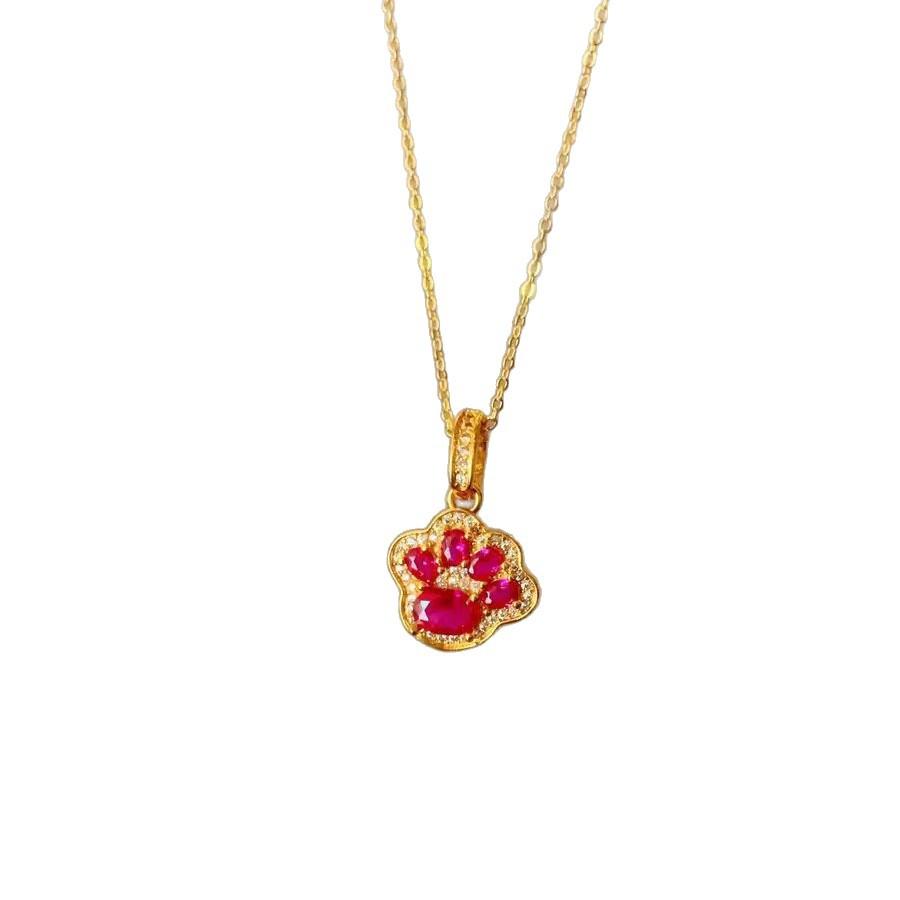 Red flash diamond cat claw gold necklace niche light luxury design sense fashion collarbone chain simple versatile exquisite neck jewelry
