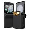 With Card Holder Protective Phone Case for Samsung Galaxy Z Flip 7 FE 6 5 4 Flip6 Flip5 Flip4 Flip3 Full Hinge Shockproof Cover
