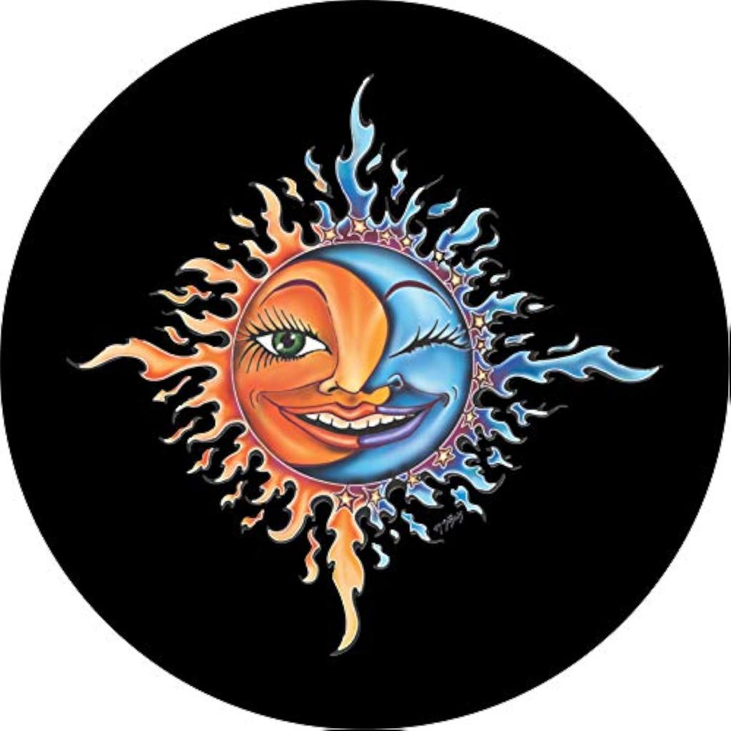 Sun and Moon Celestial Couple Spare Tire Cover Durable Polyester Wheel Protector