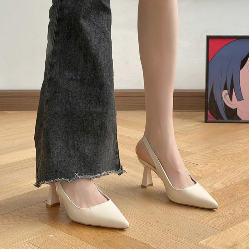 Pointed thin heel empty shoes summer new versatile high heel single shoes temperament fashion sandals women