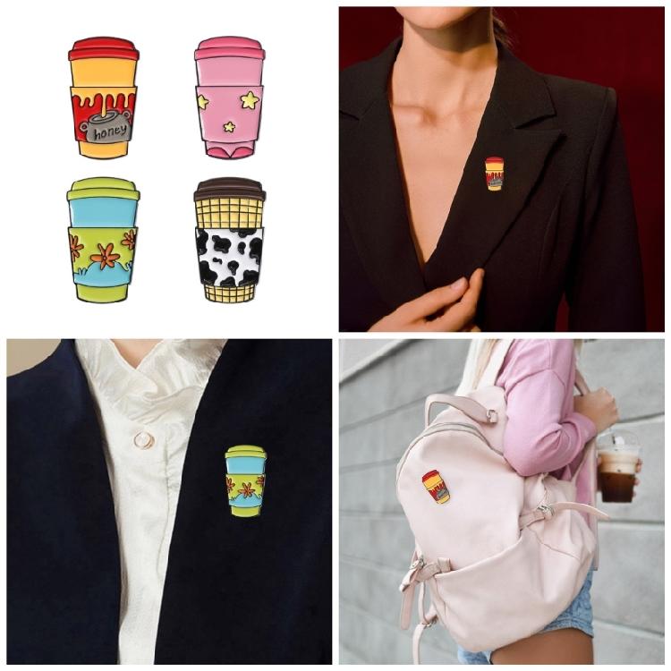 Trendy Cartoon Cup Brooch Crafted From Sturdy Alloy Elegant Badge Pin Adds A Playful Touch To Any Ensemble