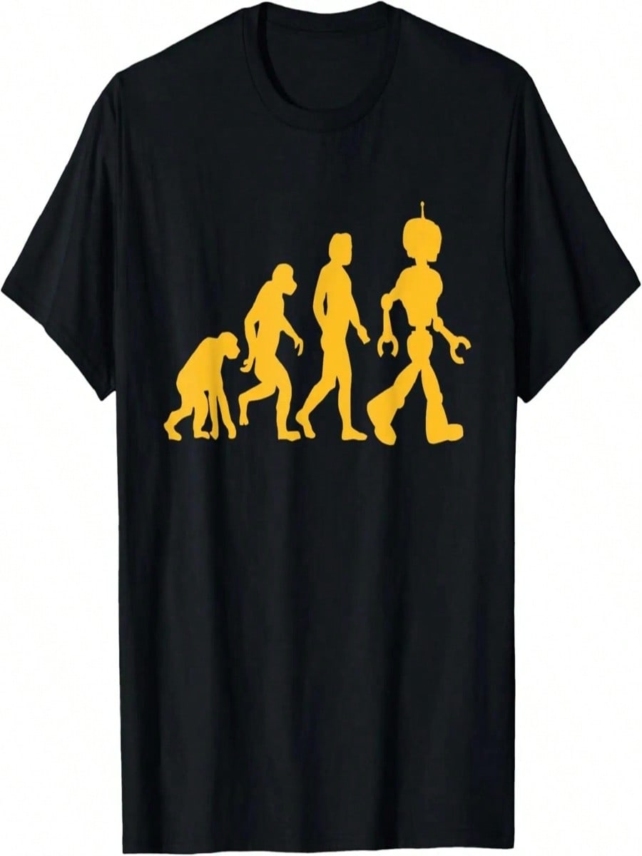 Evolution To Robot Funny Science Nerd Graphic Dark T-Shirt S разноцветный
